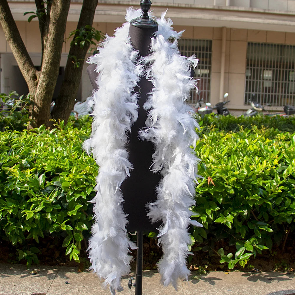 Luxury White Marabou Feather Boa – 2 Yards Soft Turkey Plumes for Crafts, Costumes & Décor