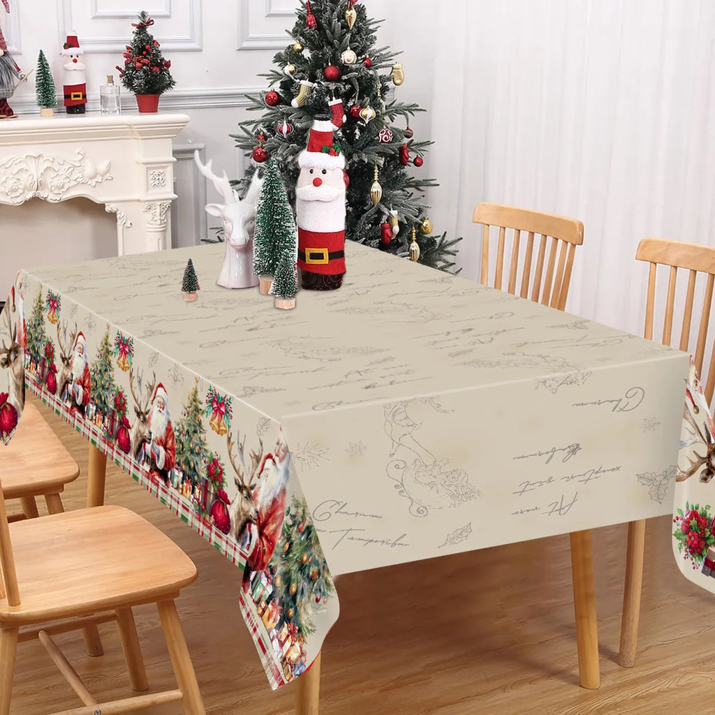 Christmas Snowflake Plastic Tablecloth – Merry Christmas 2025, Navidad & Natal Holiday Table Décor for Xmas & New Year 2026