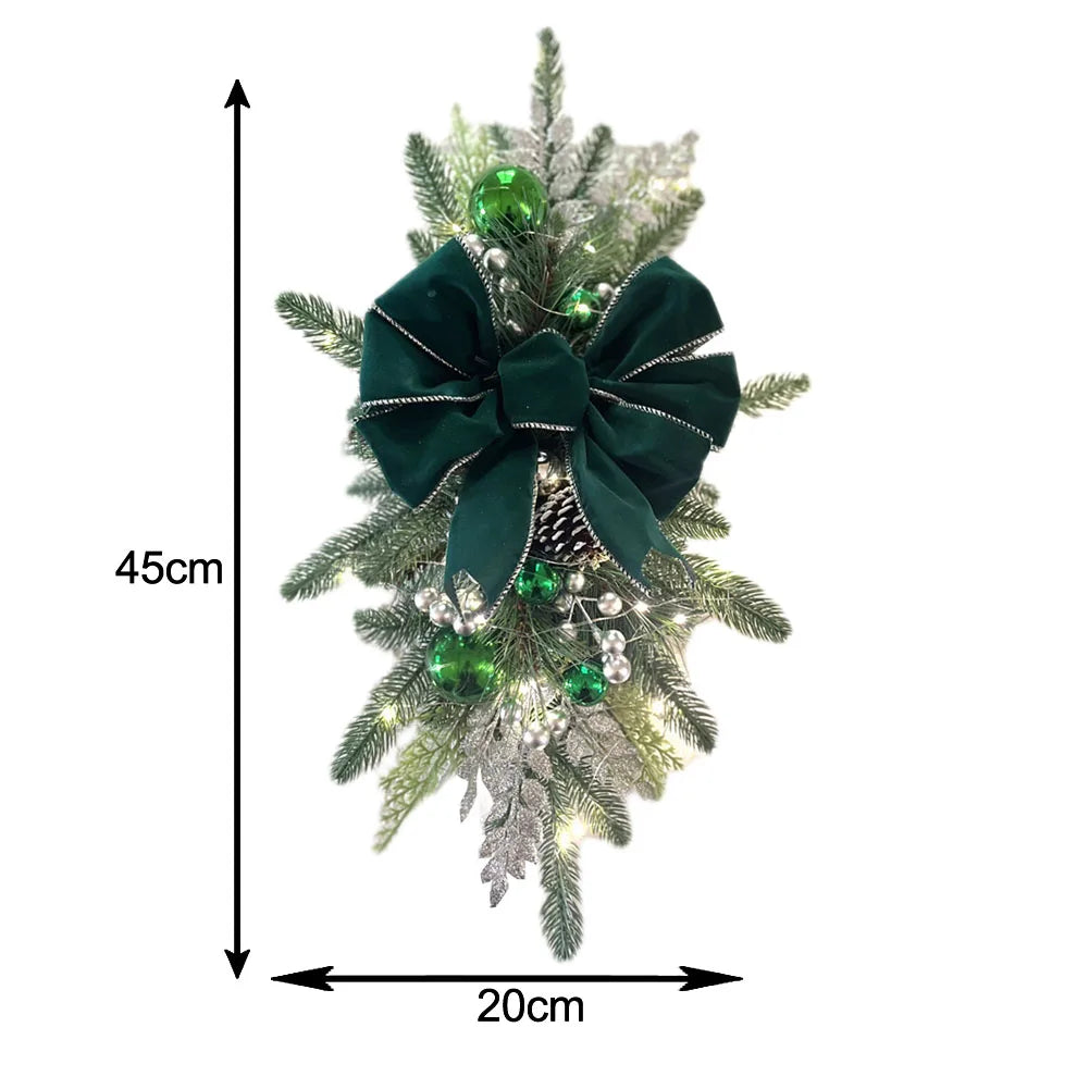 Christmas Staircase Decoration Wreath – DIY Indoor/Outdoor Garland with LED Lights for Holiday Parties