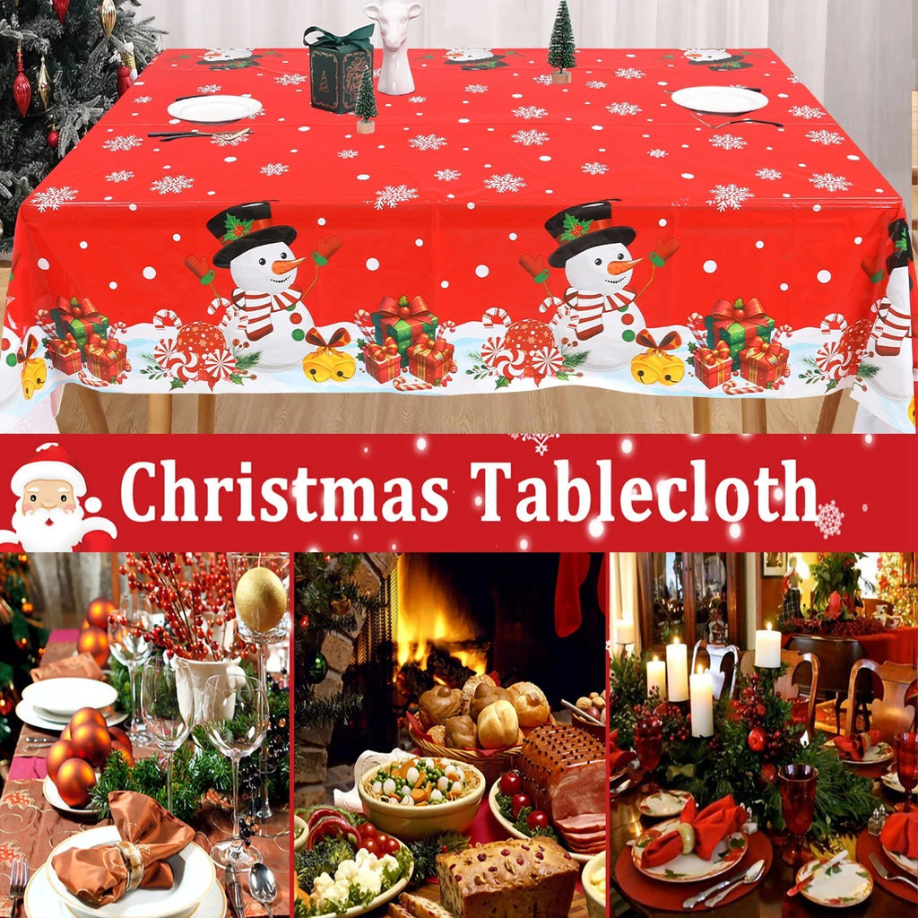 Christmas Snowflake Plastic Tablecloth – Merry Christmas 2025, Navidad & Natal Holiday Table Décor for Xmas & New Year 2026