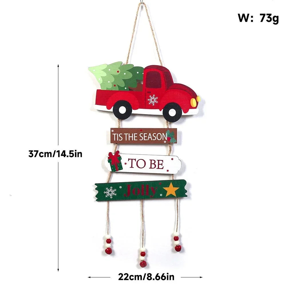 Christmas Hanging Pendant Wooden Crafts Xmas Tree Wall Ornament Natal Navidad Merry Christmas Decor 2025 Happy New Year 2026
