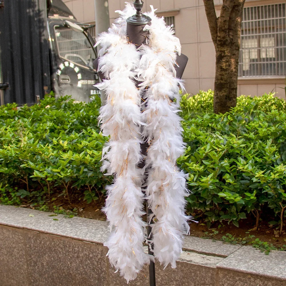 Luxury White Marabou Feather Boa – 2 Yards Soft Turkey Plumes for Crafts, Costumes & Décor