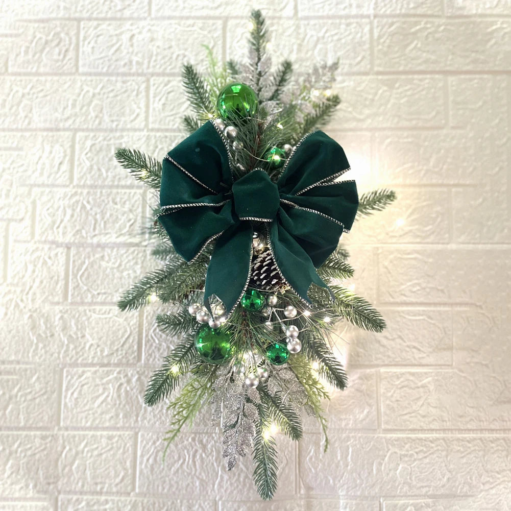 Christmas Staircase Decoration Wreath – DIY Indoor/Outdoor Garland with LED Lights for Holiday Parties