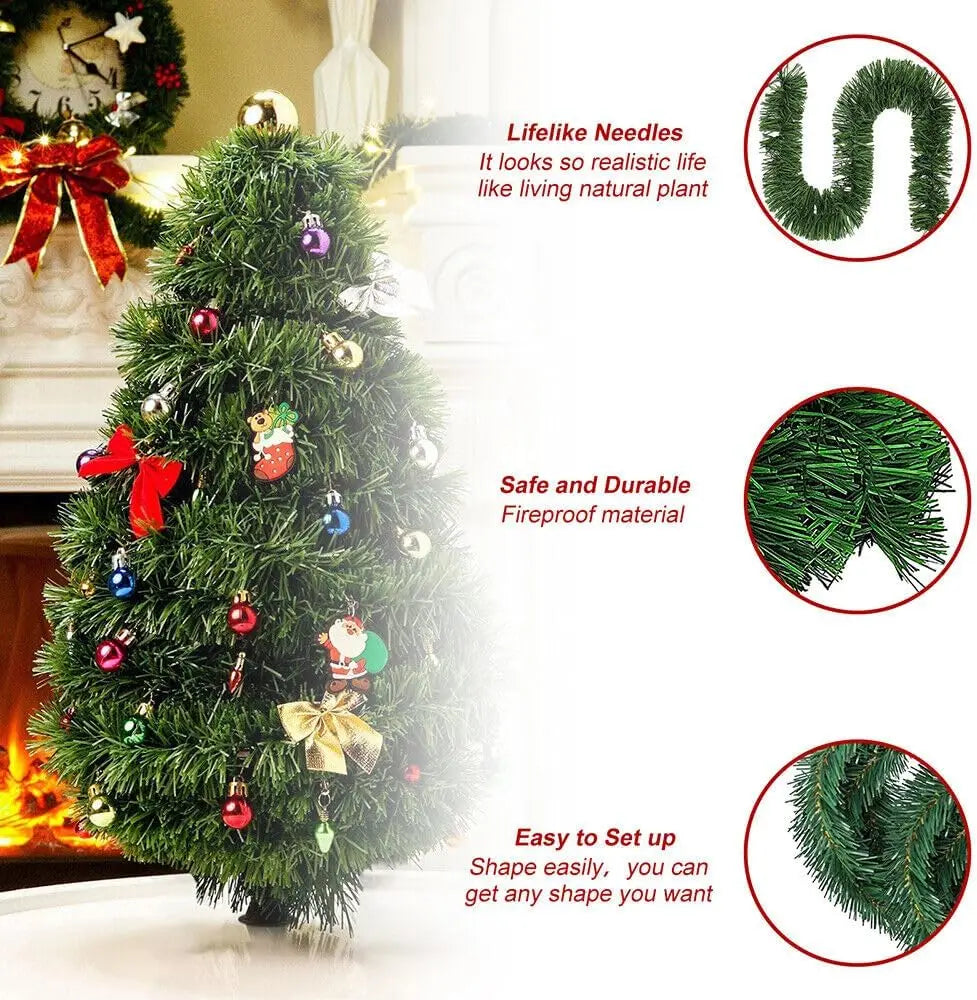 Artificial Pine Christmas Garland – Greenery Holiday Decoration for Indoor & Outdoor, Fireplaces & Parties