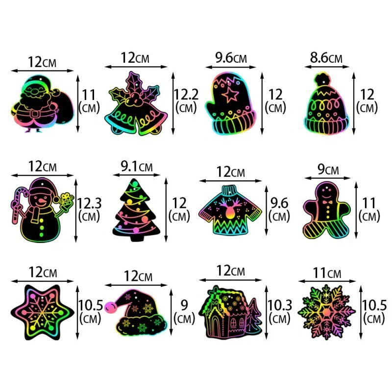 Christmas DIY Scratch Painting Ornaments – Santa Claus & Snowflake Hanging Decorations for Xmas Tree