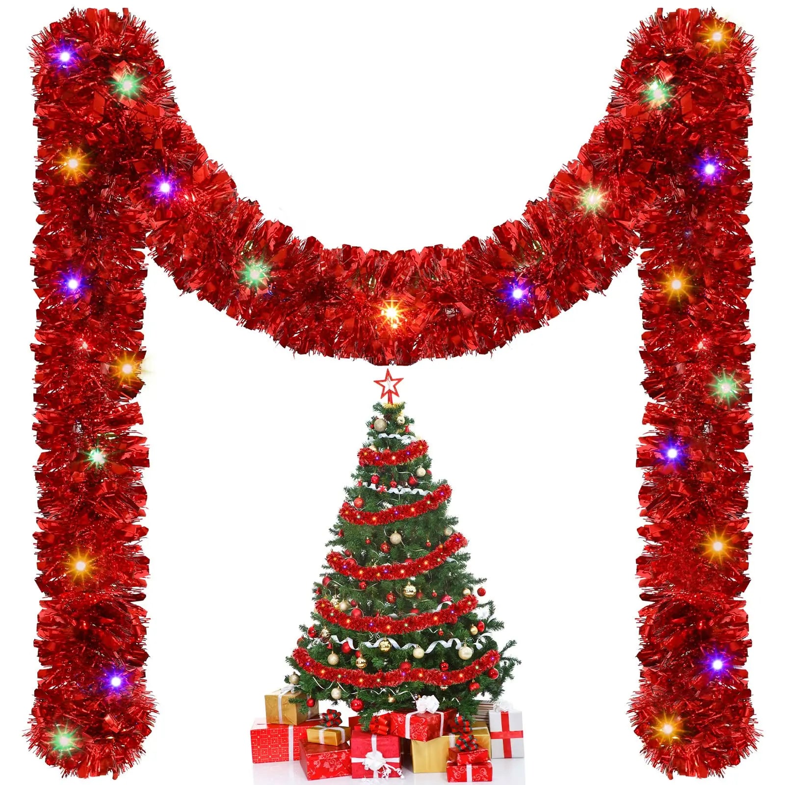 Christmas Tinsel Garland – 5M Indoor & Outdoor Décor