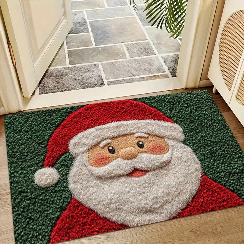 Christmas Door Mat – Red Santa Claus & Gingerbread Man Carpet for Indoor & Outdoor, Merry Christmas 2025 & New Year 2026 Home Décor