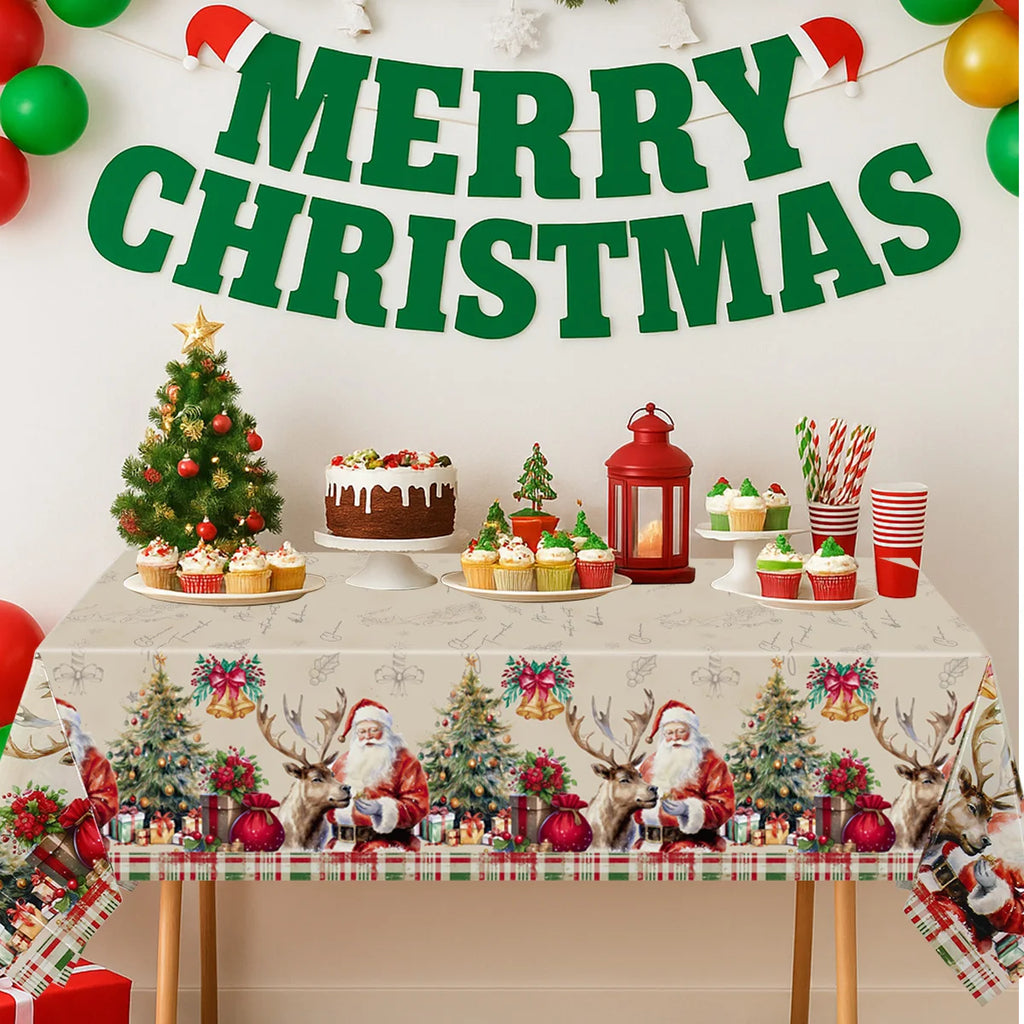 Christmas Snowflake Plastic Tablecloth – Merry Christmas 2025, Navidad & Natal Holiday Table Décor for Xmas & New Year 2026