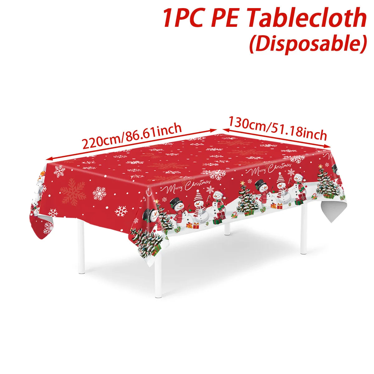 Christmas Snowflake Plastic Tablecloth – Merry Christmas 2025, Navidad & Natal Holiday Table Décor for Xmas & New Year 2026