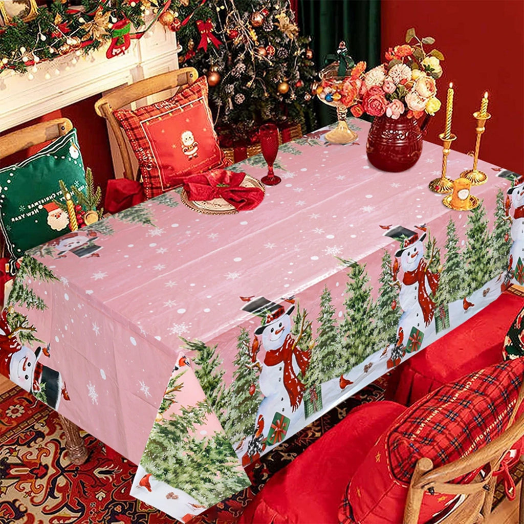 Christmas Snowflake Plastic Tablecloth – Merry Christmas 2025, Navidad & Natal Holiday Table Décor for Xmas & New Year 2026