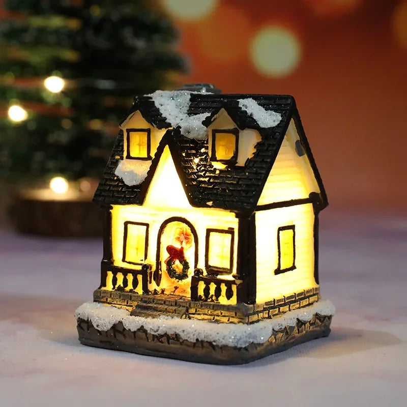 Mini LED Christmas House Ornament – Resin Holiday Village Décor for Kids & Family Christmas Décor