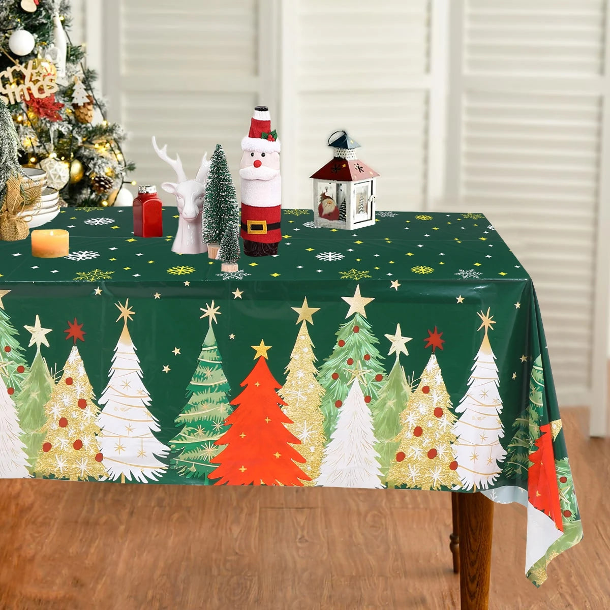 Christmas Snowflake Plastic Tablecloth – Merry Christmas 2025, Navidad & Natal Holiday Table Décor for Xmas & New Year 2026