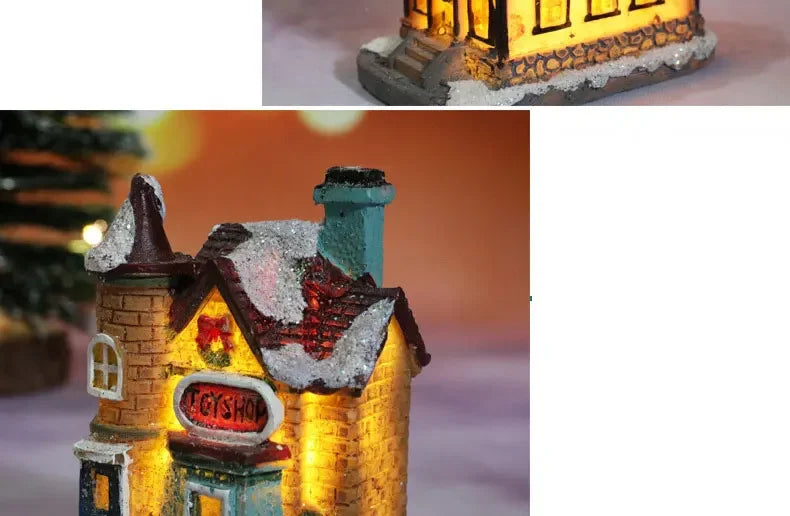Mini LED Christmas House Ornament – Resin Holiday Village Décor for Kids & Family Christmas Décor