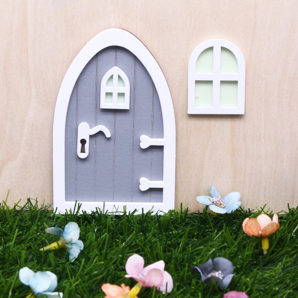 Mini Wooden Garden Fairy Gnome Luminous Night Elf Retro Door Chrismas Decor Miniature Figurines House Scene Model Decoration