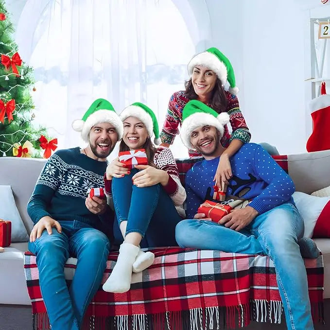 Christmas Santa Hats for Adults – Men & Women Holiday Hats in Red, Green, Blue, Pink, Purple, Black & White