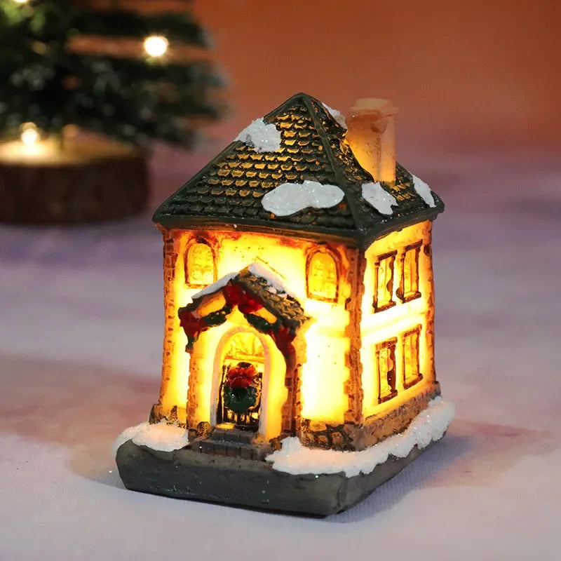 Mini LED Christmas House Ornament – Resin Holiday Village Décor for Kids & Family Christmas Décor