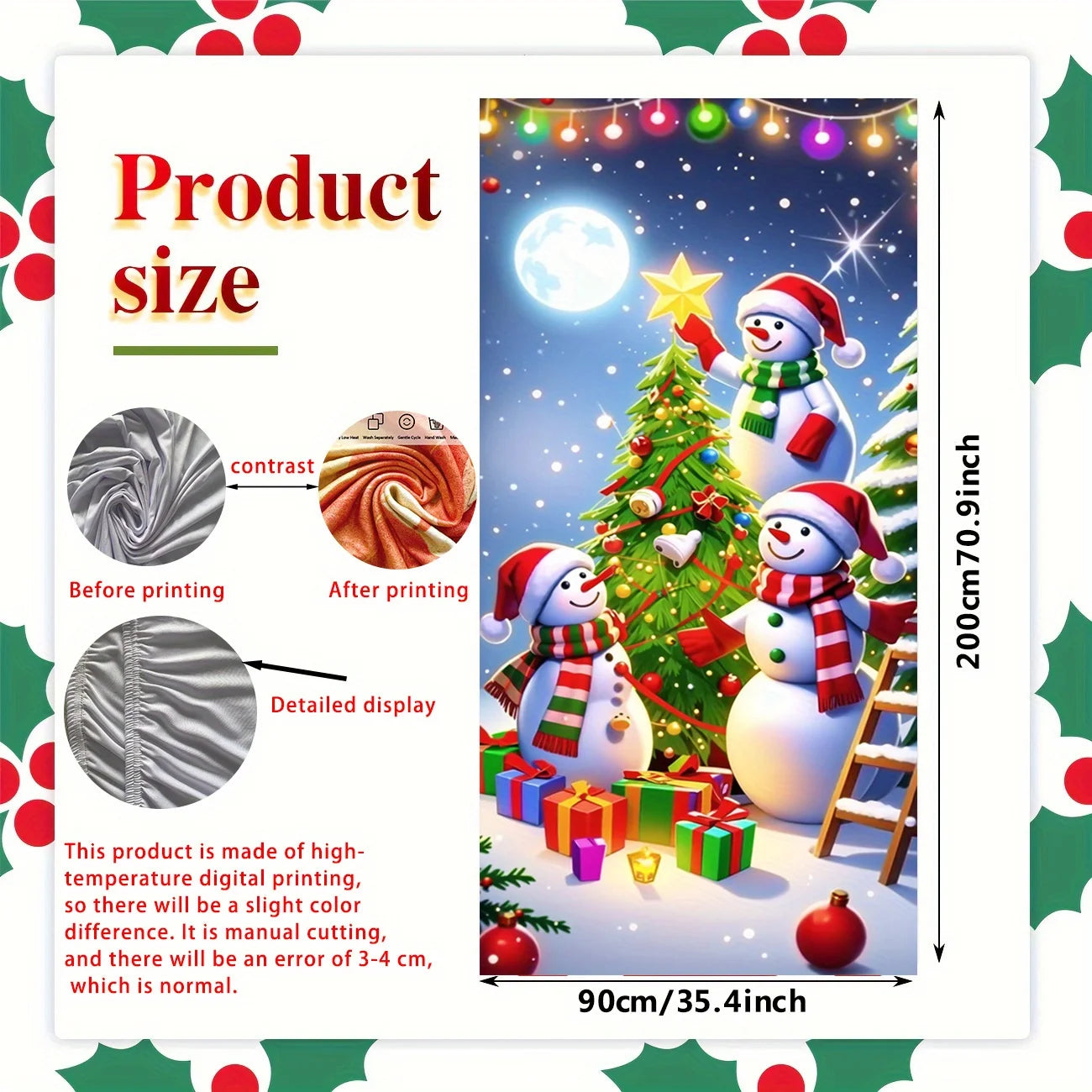 Christmas Door Decoration – Snowman Christmas Tree Frame, Washable Holiday Décor for Entrances & Outdoor Parties