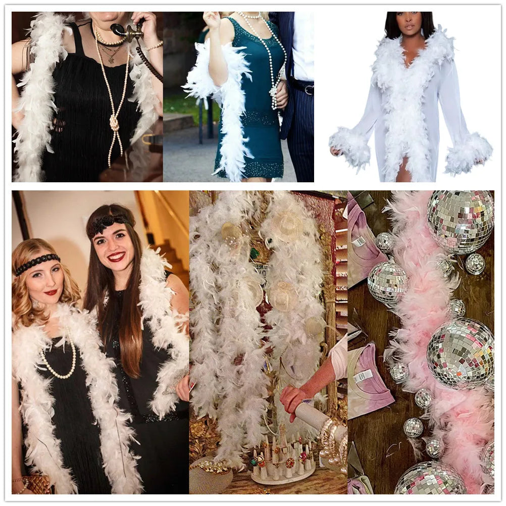 Luxury White Marabou Feather Boa – 2 Yards Soft Turkey Plumes for Crafts, Costumes & Décor