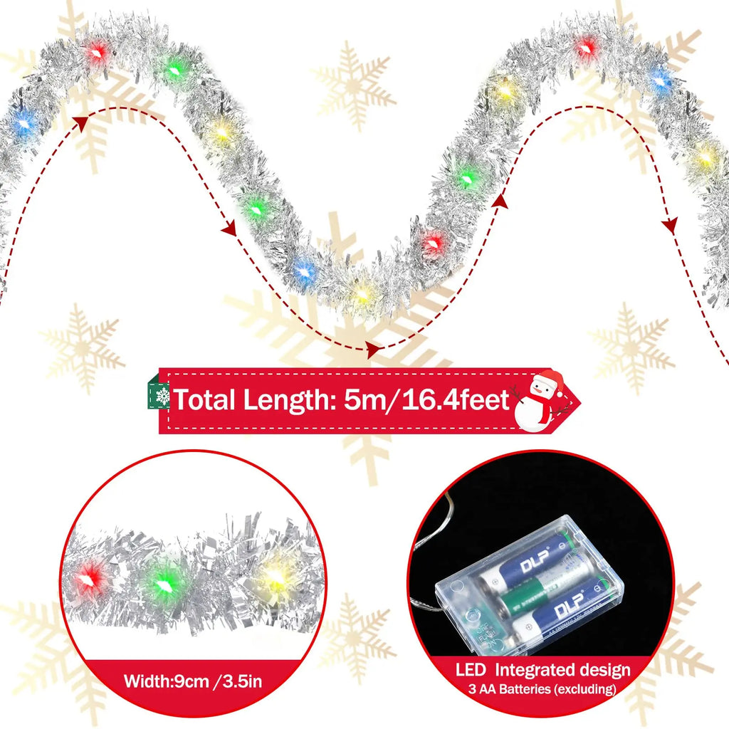 Christmas Tinsel Garland – 5M Indoor & Outdoor Décor