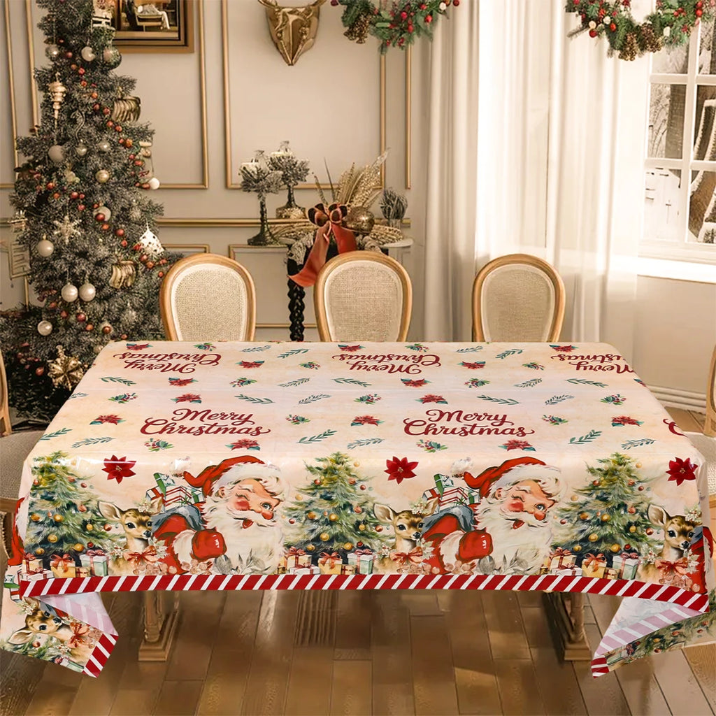 Christmas Snowflake Plastic Tablecloth – Merry Christmas 2025, Navidad & Natal Holiday Table Décor for Xmas & New Year 2026