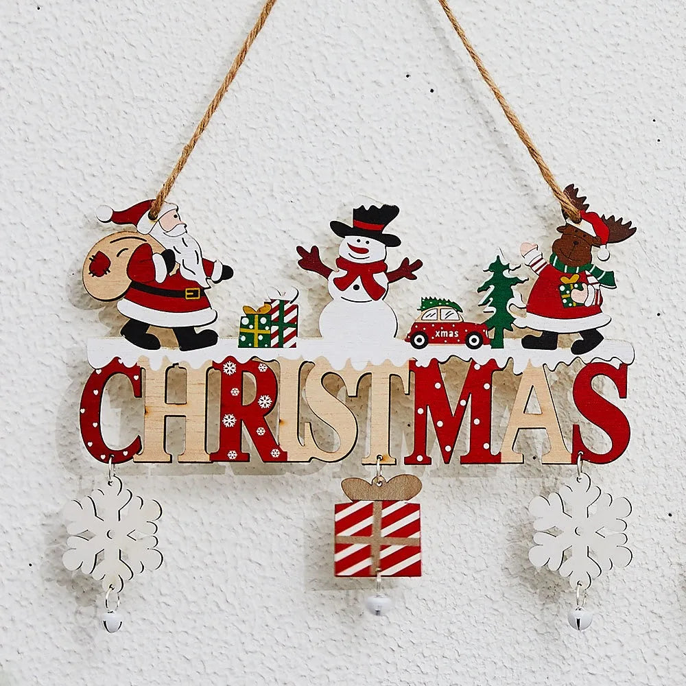 Christmas Hanging Pendant Wooden Crafts Xmas Tree Wall Ornament Natal Navidad Merry Christmas Decor 2025 Happy New Year 2026