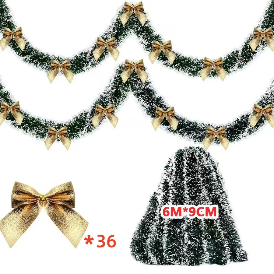 10M Green Christmas Garland with Red Ornaments – Holiday Décor for Tree, Home & Parties
