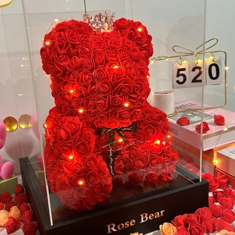 2025 Artificial Flower Eternal Rose Teddy Bear – Gift for Mom, Mother’s Day, Birthday, Valentine’s Day & Anniversary Decoration