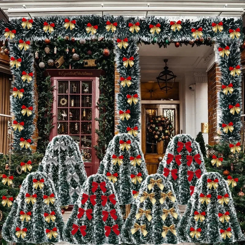 10M Green Christmas Garland with Red Ornaments – Holiday Décor for Tree, Home & Parties