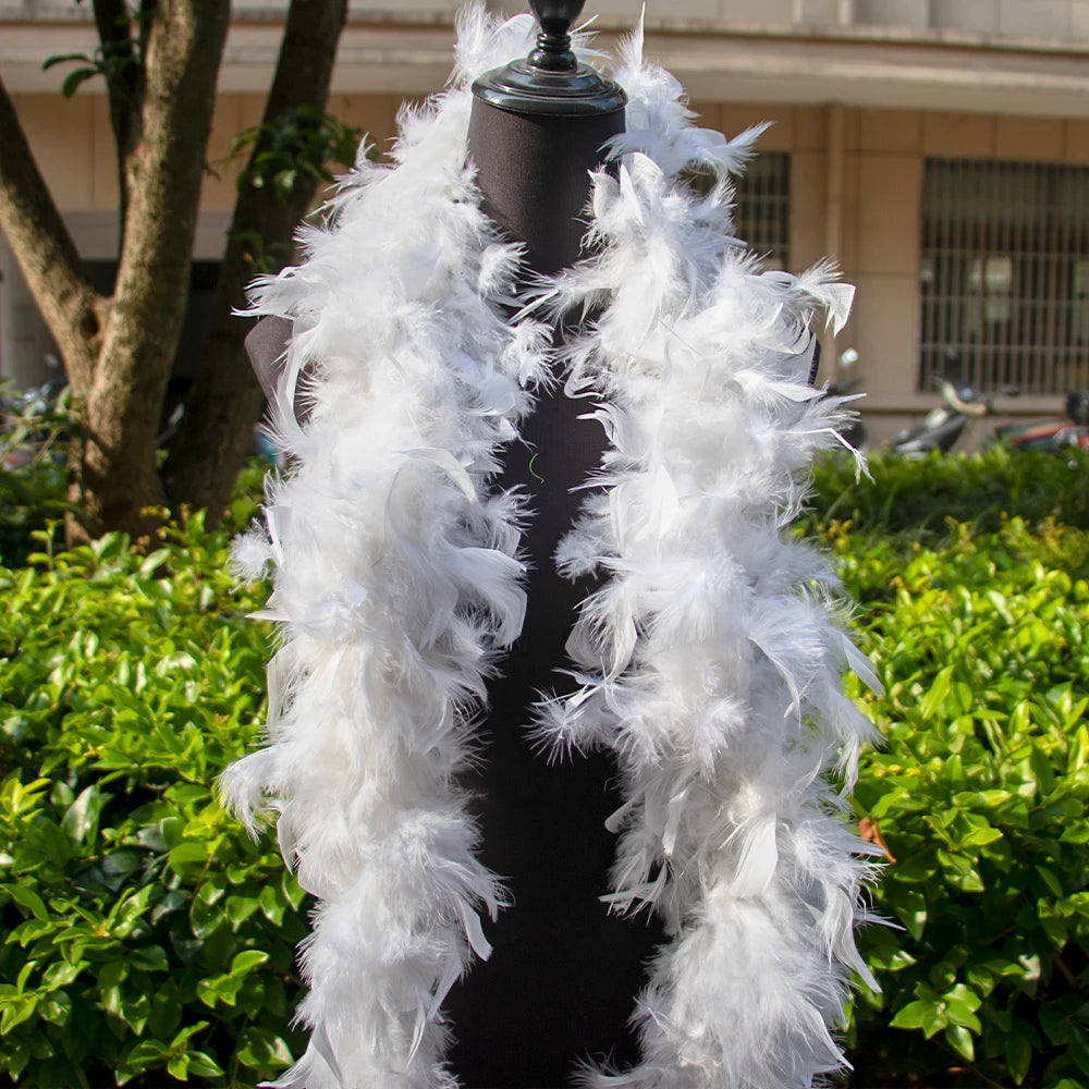 Luxury White Marabou Feather Boa – 2 Yards Soft Turkey Plumes for Crafts, Costumes & Décor