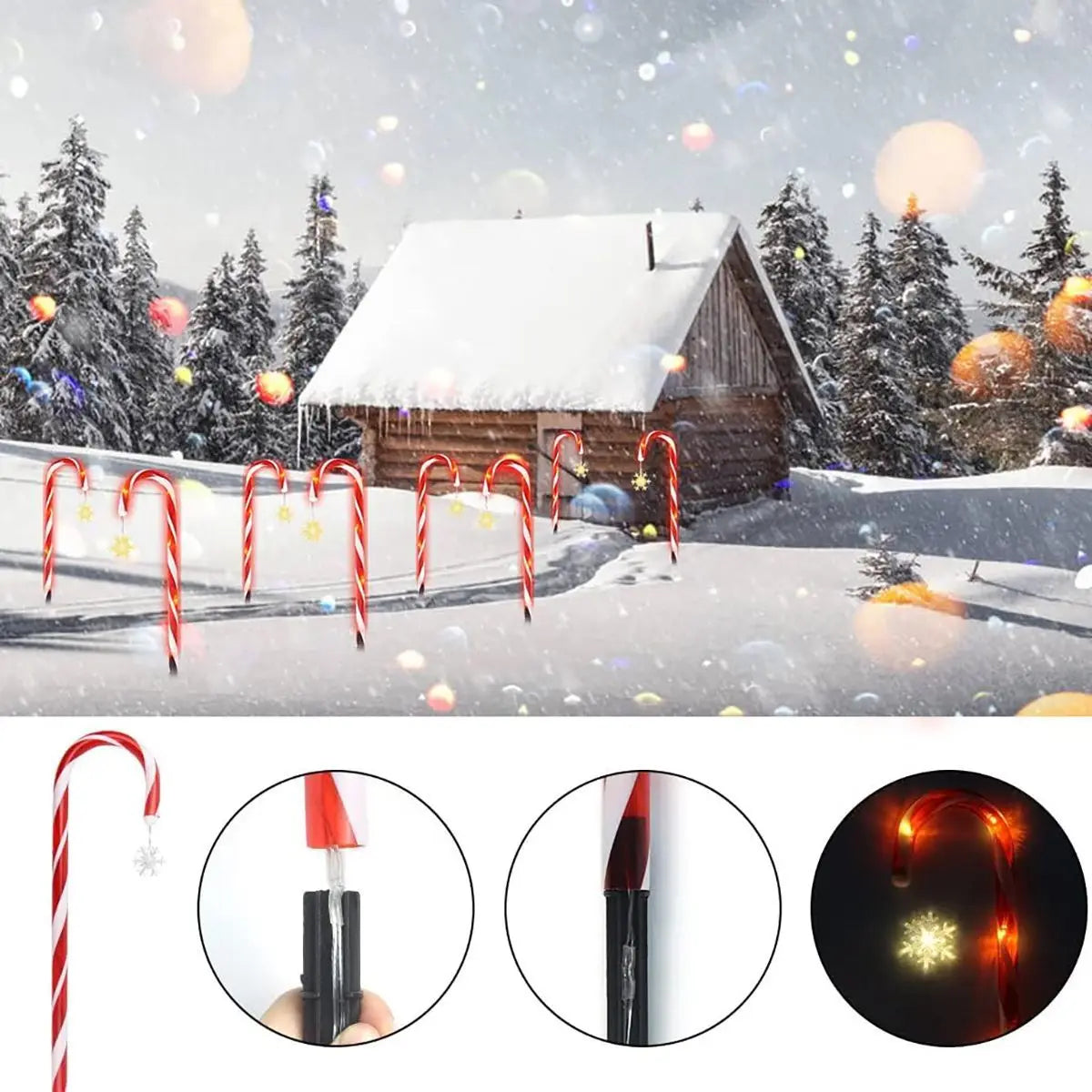 8PCS Solar-Powered Garden Cane Lights – 8-Function Waterproof Decorative Christmas Candy Lights for Outdoor Yard & Holiday Décor
