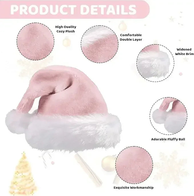 Christmas Santa Hats for Adults – Men & Women Holiday Hats in Red, Green, Blue, Pink, Purple, Black & White
