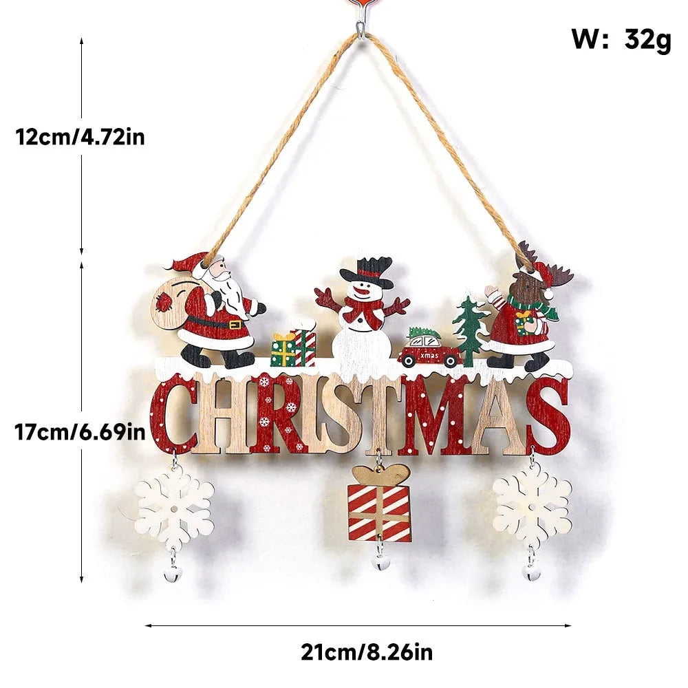 Christmas Hanging Pendant Wooden Crafts Xmas Tree Wall Ornament Natal Navidad Merry Christmas Decor 2025 Happy New Year 2026