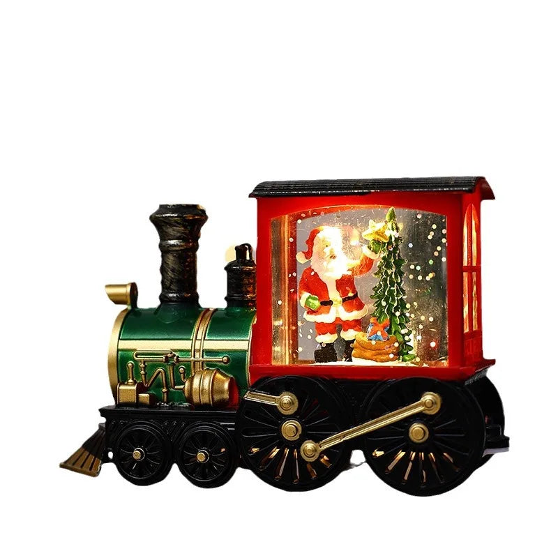 Christmas Train Ornament – Crystal Ball Lighting Train Box, Christmas Eve Home Table Decoration & 2024 New Year Gift for Kids