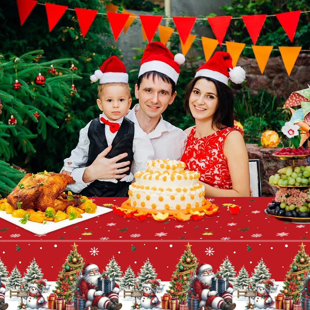 Christmas Snowflake Plastic Tablecloth – Merry Christmas 2025, Navidad & Natal Holiday Table Décor for Xmas & New Year 2026