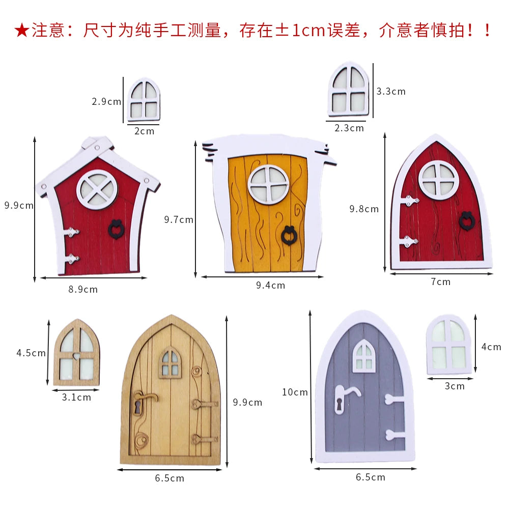 Mini Wooden Garden Fairy Gnome Luminous Night Elf Retro Door Chrismas Decor Miniature Figurines House Scene Model Decoration