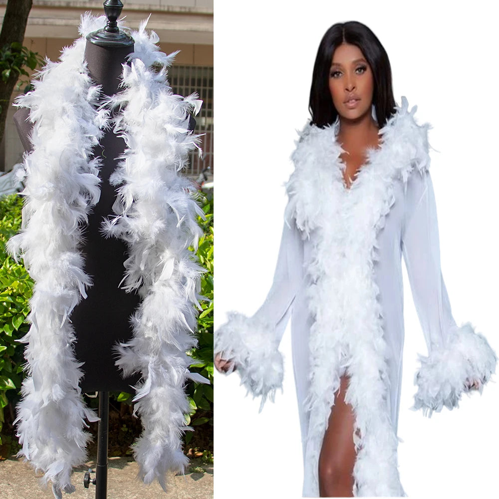 Luxury White Marabou Feather Boa – 2 Yards Soft Turkey Plumes for Crafts, Costumes & Décor