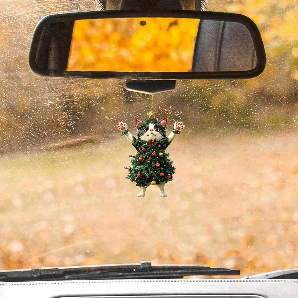 Cat Silhouette Christmas Ornaments – 2D Acrylic Tree Decorations for Holiday Décor & Gifts