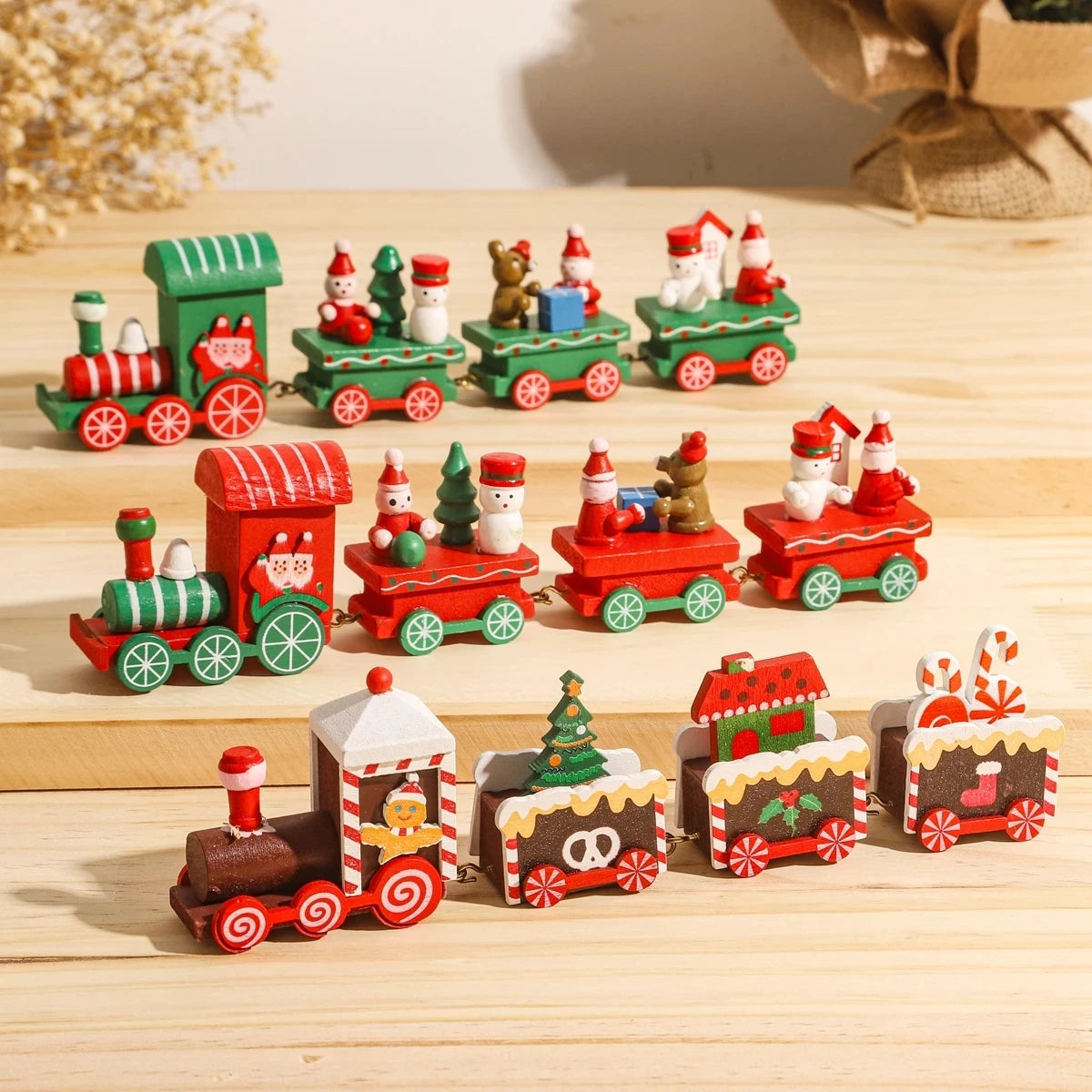 Christmas Train Decorations – Wooden Merry Christmas Ornament for Home & Holiday Décor 2024/2025