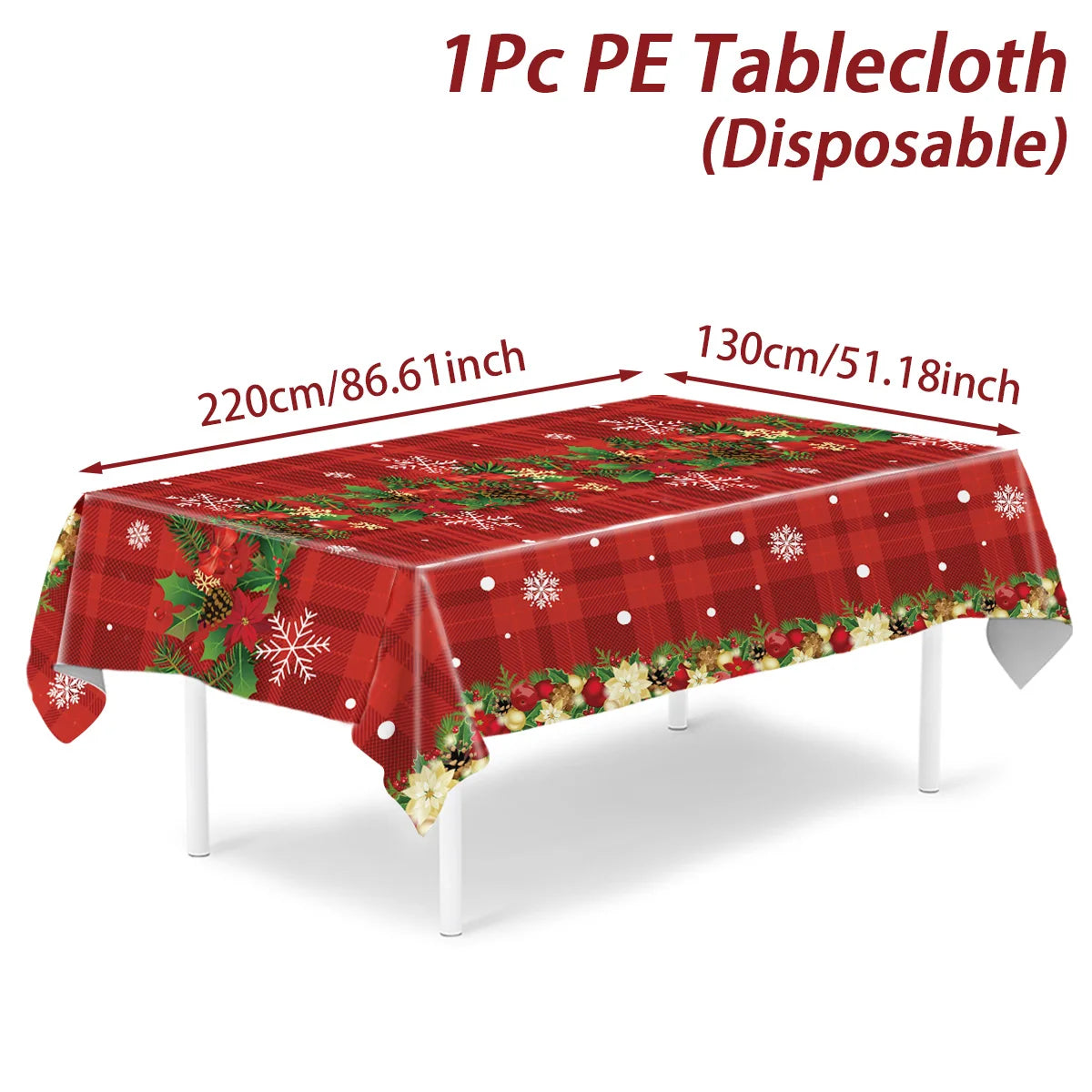 Christmas Snowflake Plastic Tablecloth – Merry Christmas 2025, Navidad & Natal Holiday Table Décor for Xmas & New Year 2026