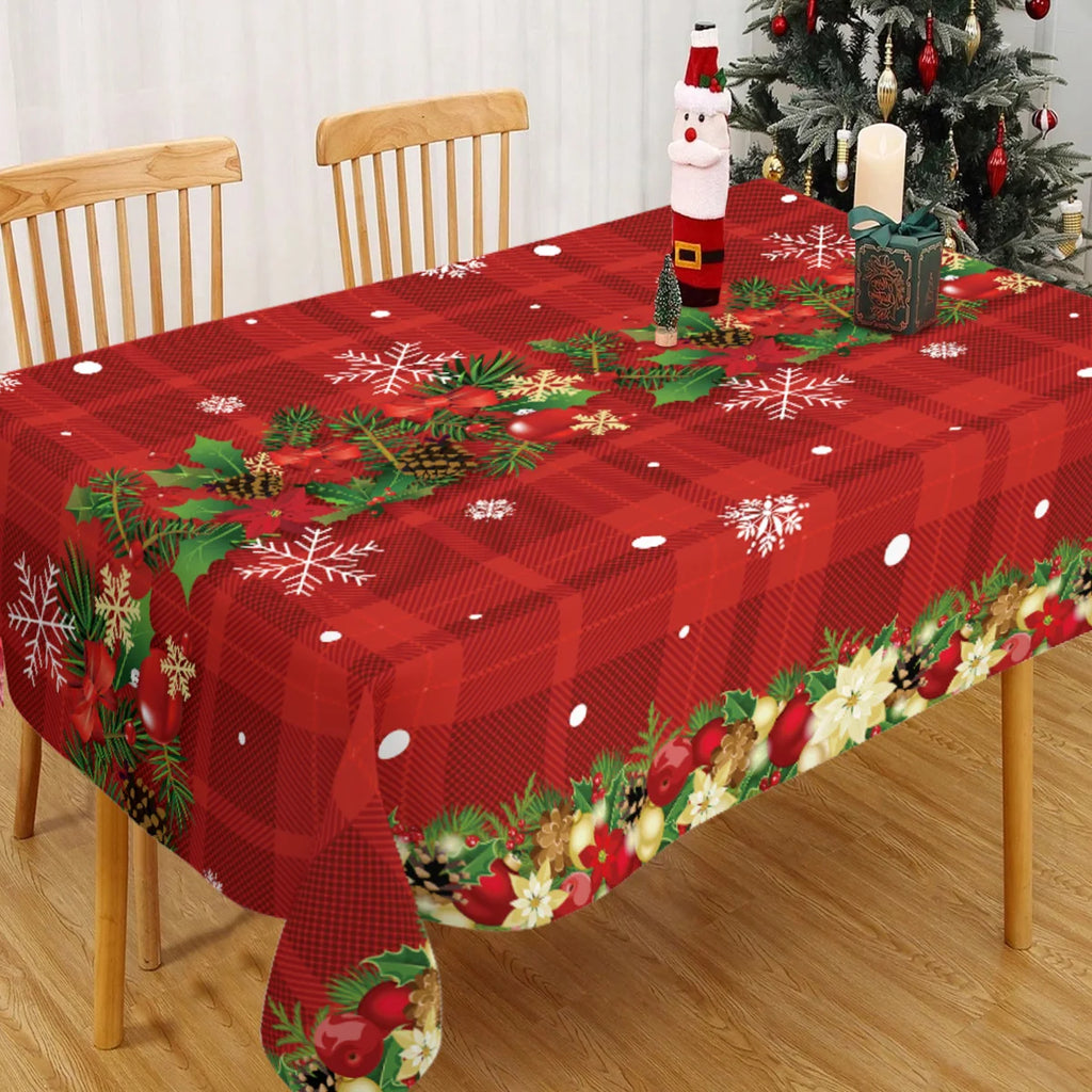 Christmas Snowflake Plastic Tablecloth – Merry Christmas 2025, Navidad & Natal Holiday Table Décor for Xmas & New Year 2026