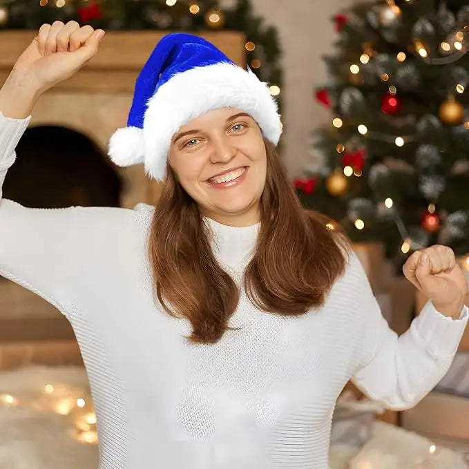 Christmas Santa Hats for Adults – Men & Women Holiday Hats in Red, Green, Blue, Pink, Purple, Black & White