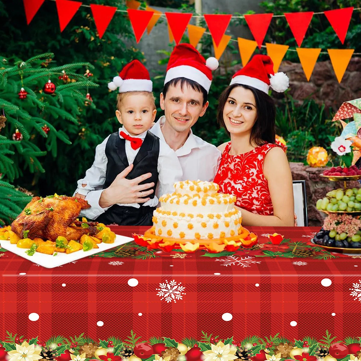 Christmas Snowflake Plastic Tablecloth – Merry Christmas 2025, Navidad & Natal Holiday Table Décor for Xmas & New Year 2026