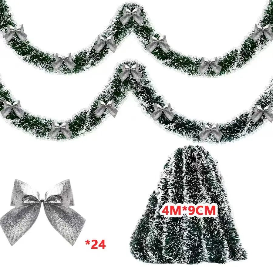 10M Green Christmas Garland with Red Ornaments – Holiday Décor for Tree, Home & Parties