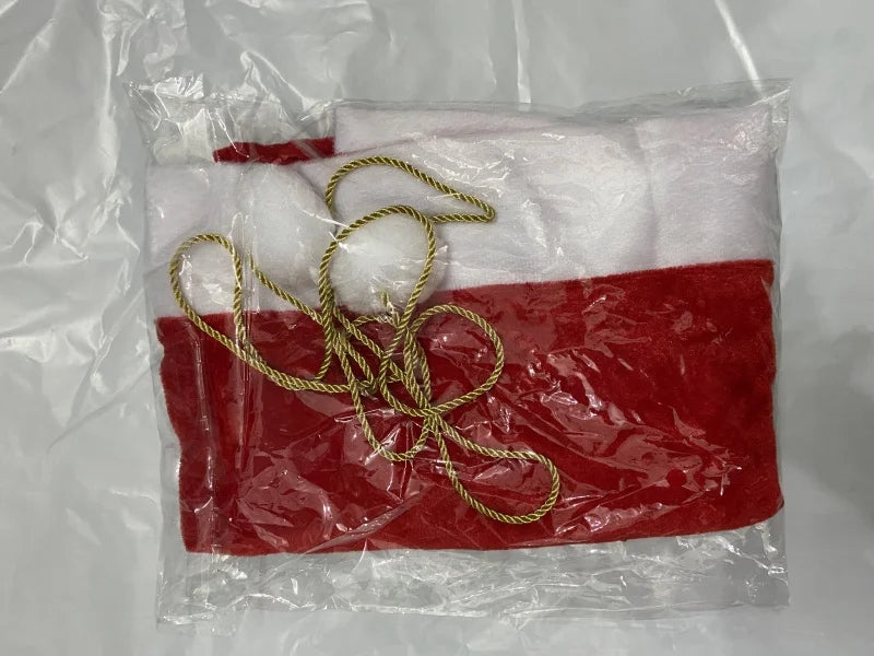 Large Red Velvet Christmas Bag with White Pompom – Fluffy Holiday Gift Storage Pouch for Presents & Festive Organizer