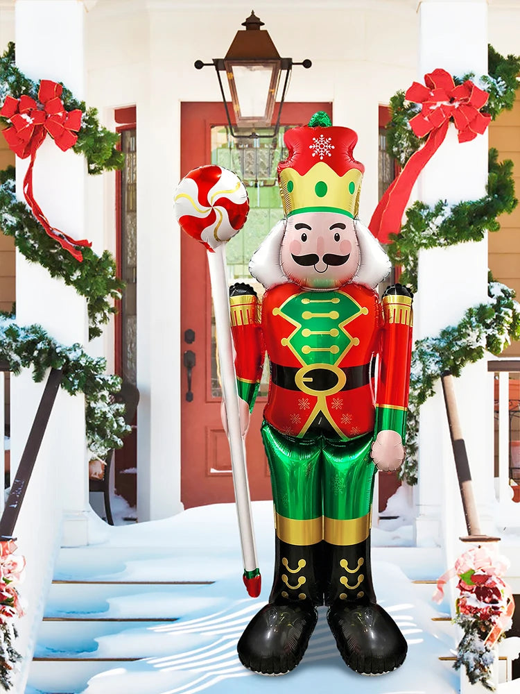 3PCS Large Standing Candy & Walnut Guard Balloons – Christmas Theme Party Decoration, Birthday & New Year’s Eve Event Décor