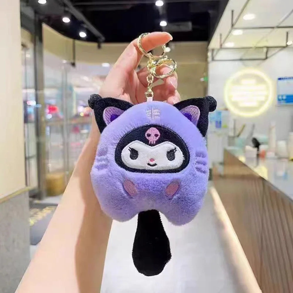 Hello Kitty Kuromi PomPomPurin Doll Backpack Charm – Anime Kawaii Keychain for Girls, Cinnamoroll & Melody Cute Gift