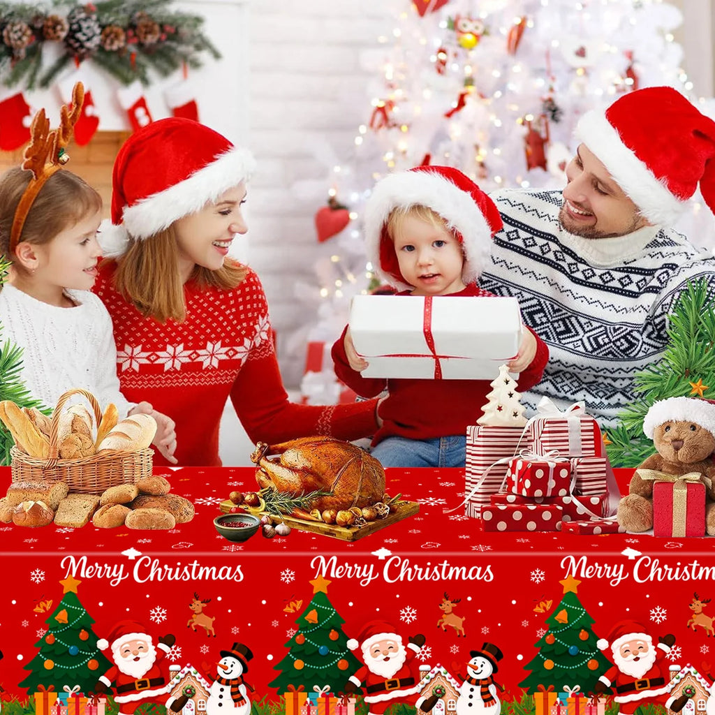 Christmas Snowflake Plastic Tablecloth – Merry Christmas 2025, Navidad & Natal Holiday Table Décor for Xmas & New Year 2026