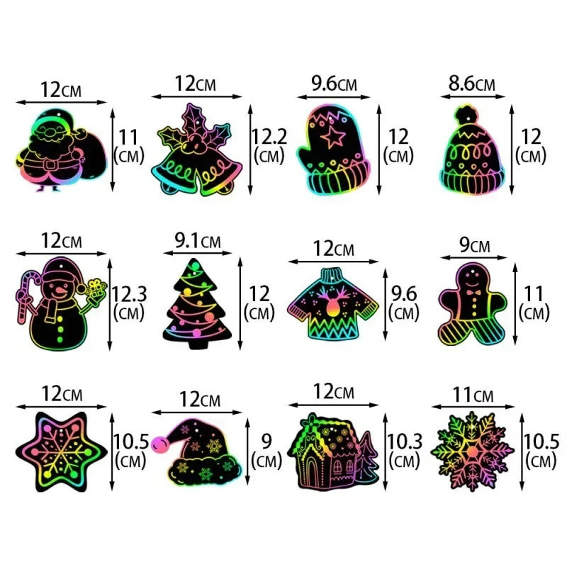 Christmas DIY Scratch Painting Ornaments – Santa Claus & Snowflake Hanging Decorations for Xmas Tree