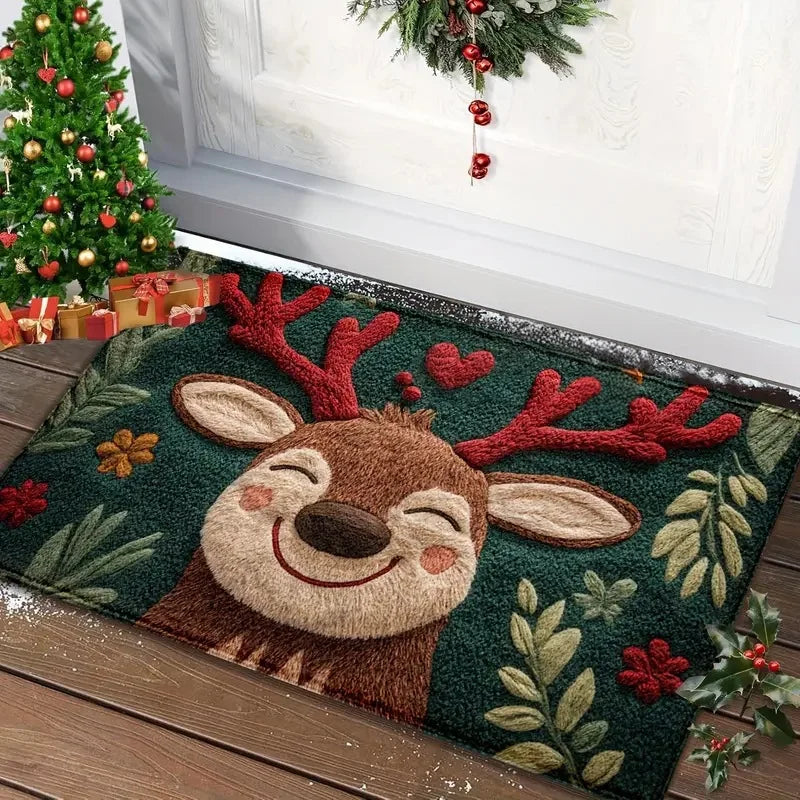 Christmas Door Mat – Red Santa Claus & Gingerbread Man Carpet for Indoor & Outdoor, Merry Christmas 2025 & New Year 2026 Home Décor