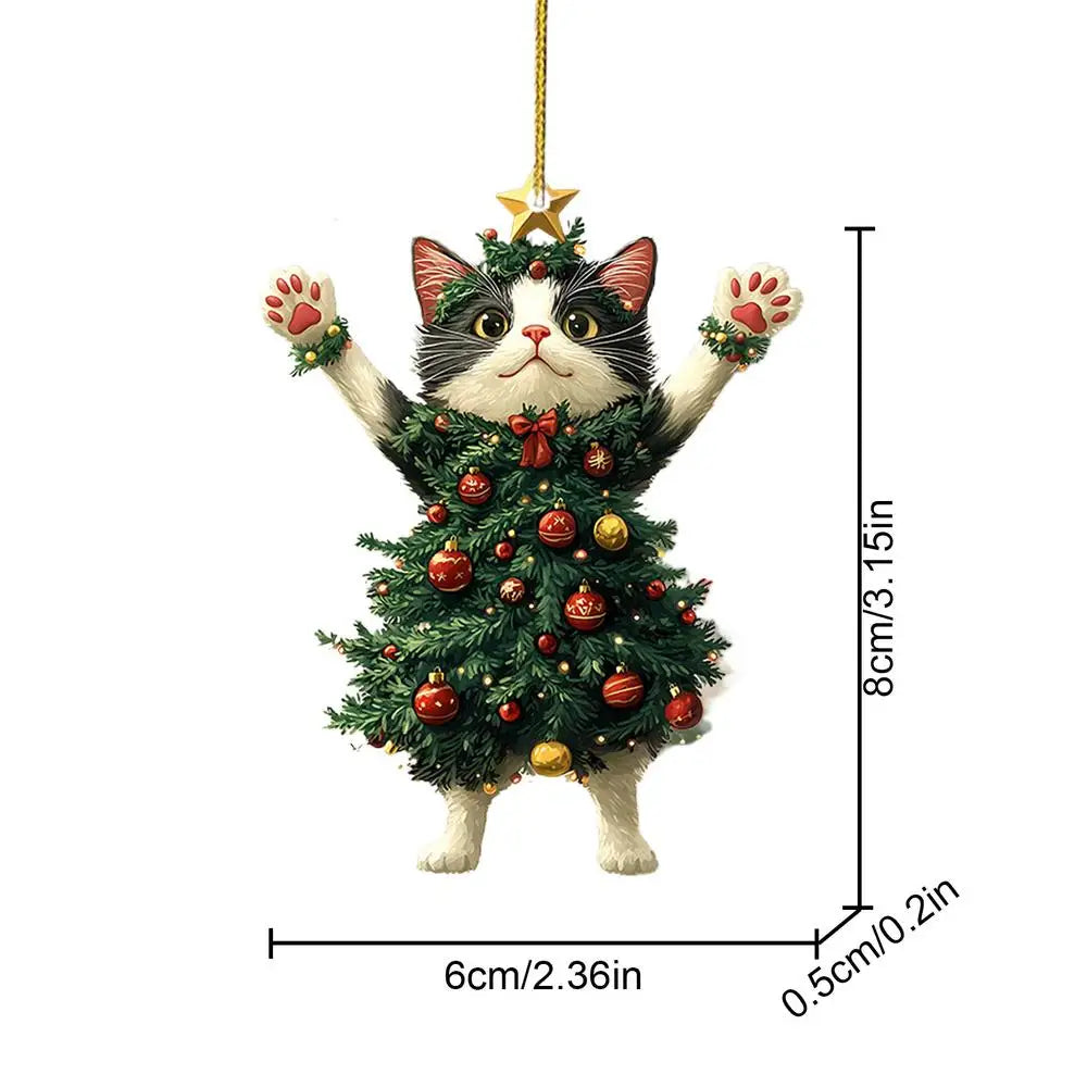 Cat Silhouette Christmas Ornaments – 2D Acrylic Tree Decorations for Holiday Décor & Gifts